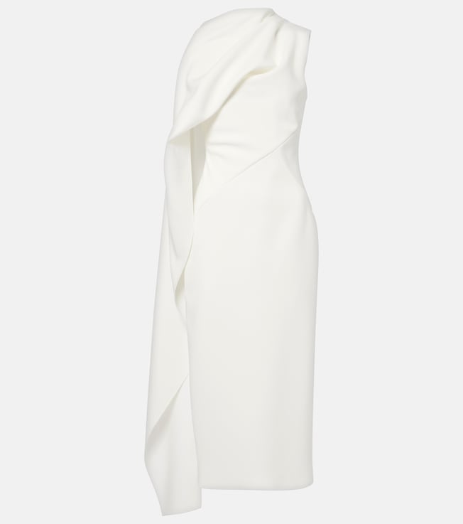 Bridal Edith draped crêpe midi dress | Roksanda