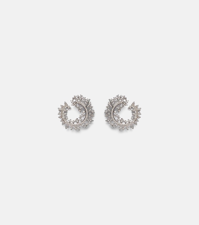 Scatter Edge 18kt white gold hoop earrings with diamonds | Ananya