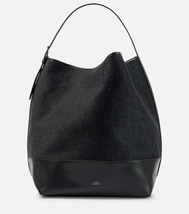 Leather-trimmed wool doublé tote bag | Toteme