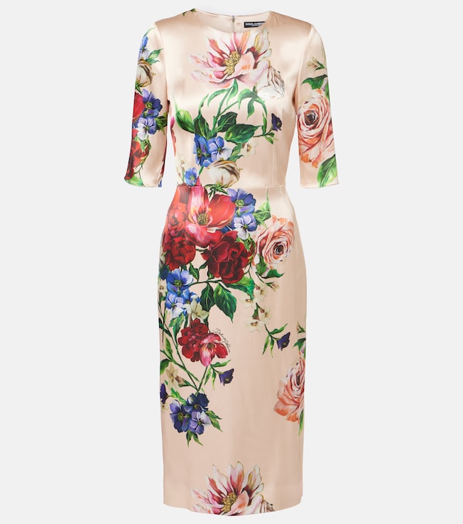 Floral satin midi dress | Dolce&Gabbana