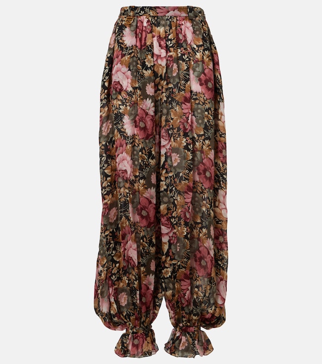 Floral silk charmeuse wide-leg pants | Chloé