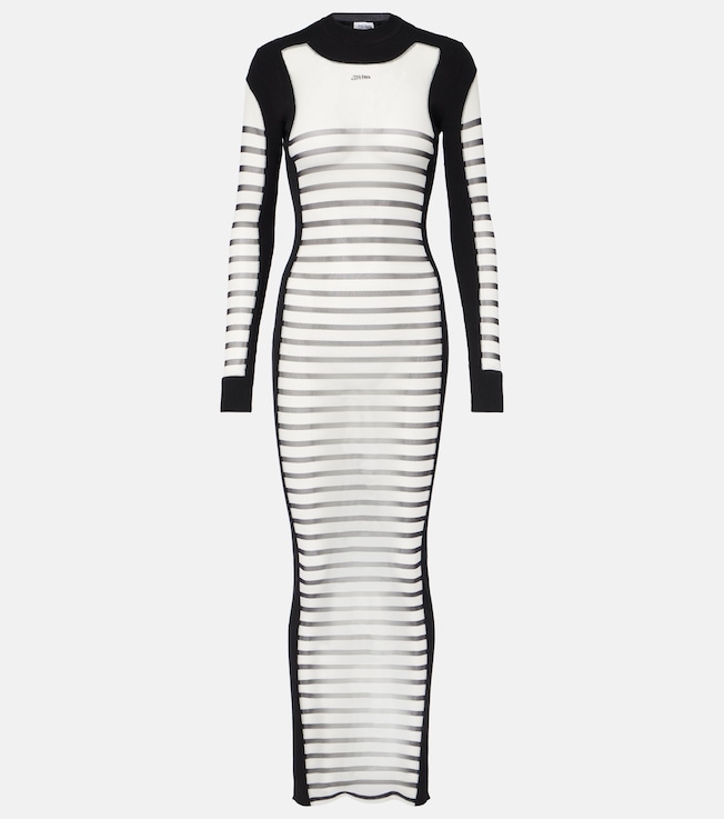 Mariniere striped semi-sheer mesh maxi dress | Jean Paul Gaultier