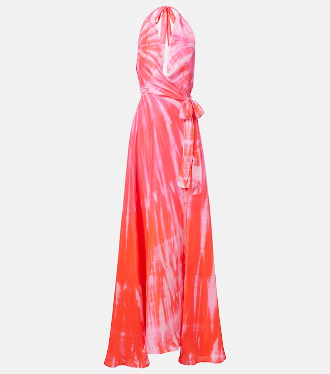 Tie-dye halterneck silk wrap dress | Anna Kosturova