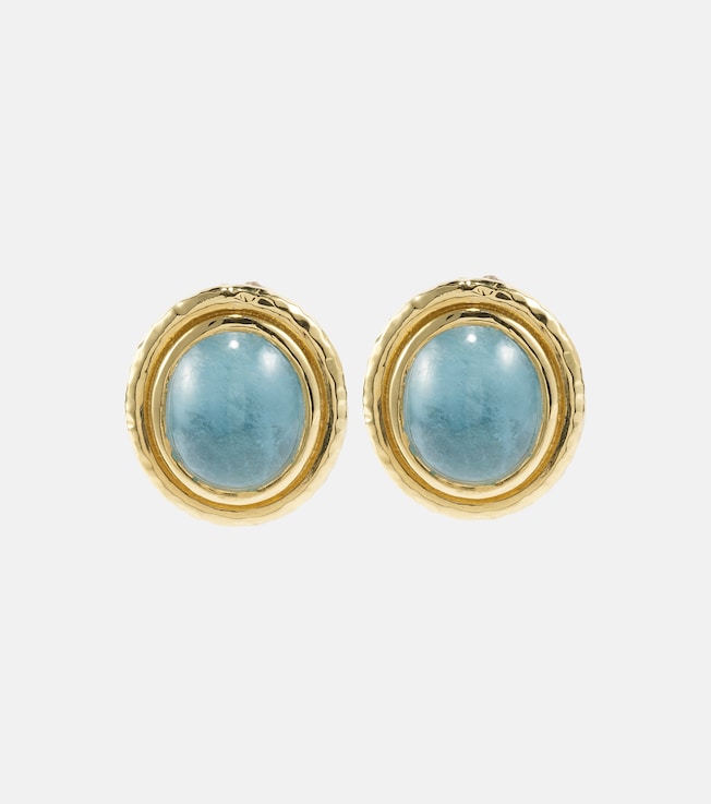 Horizon 18kt gold earrings with aquamarines | Octavia Elizabeth
