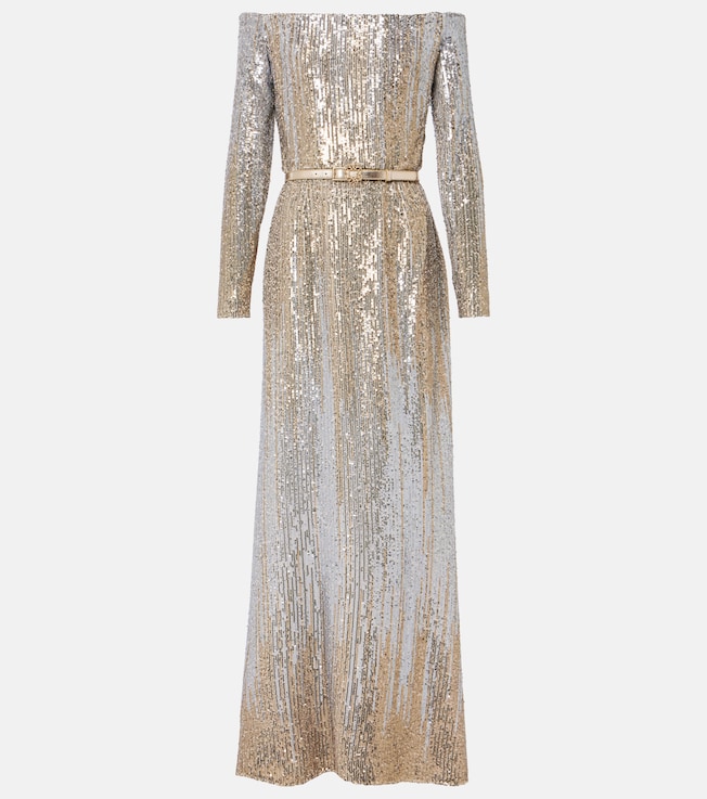 Sequined off-shoulder gown | Elie Saab