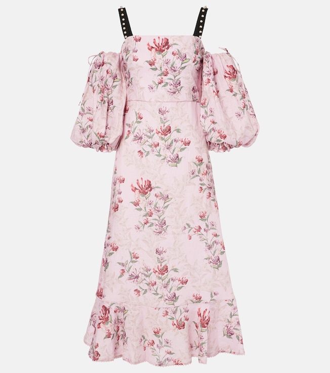 Mercedes Wisteria floral linen midi dress | Agua by Agua Bendita