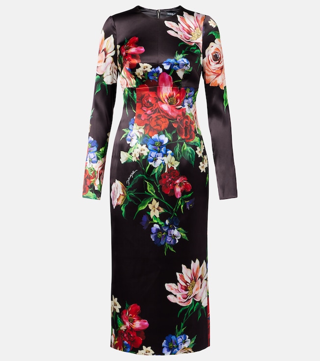 Floral satin midi dress | Dolce&Gabbana