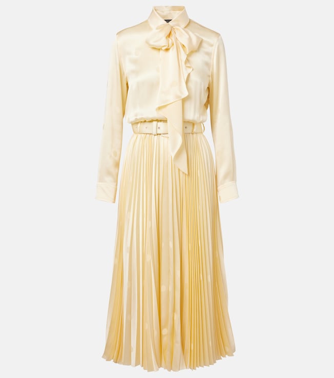 Bow-detail silk satin midi dress | Balenciaga