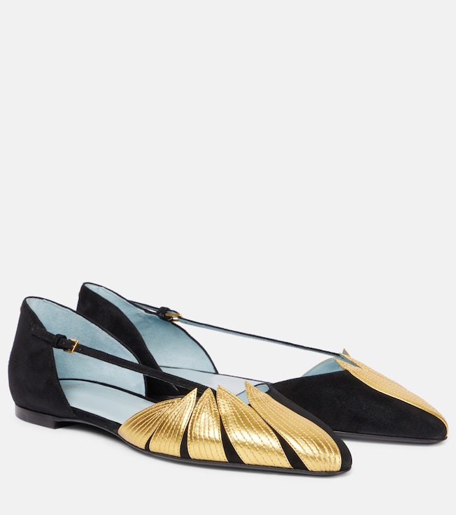 Foliefoliage suede and leather ballet flats | Valentino Garavani
