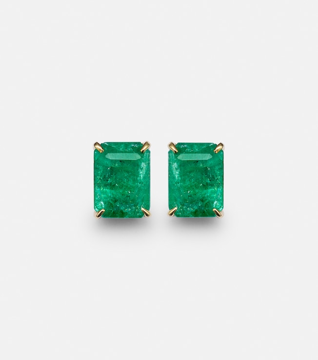 Colombian 18kt yellow gold earrings with emeralds | Shay Jewelry