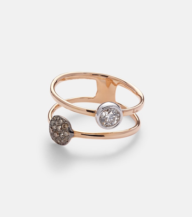 Sabbia 18kt gold double-ring with diamonds | Pomellato