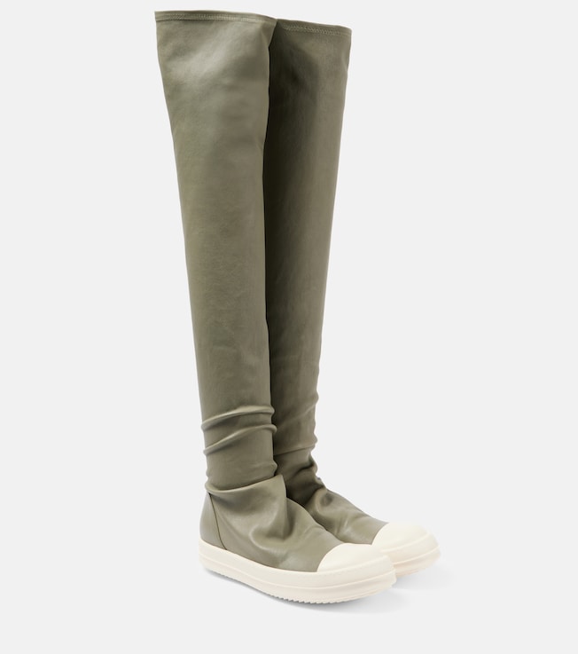 Stockings over-the-knee leather sneakers | Rick Owens