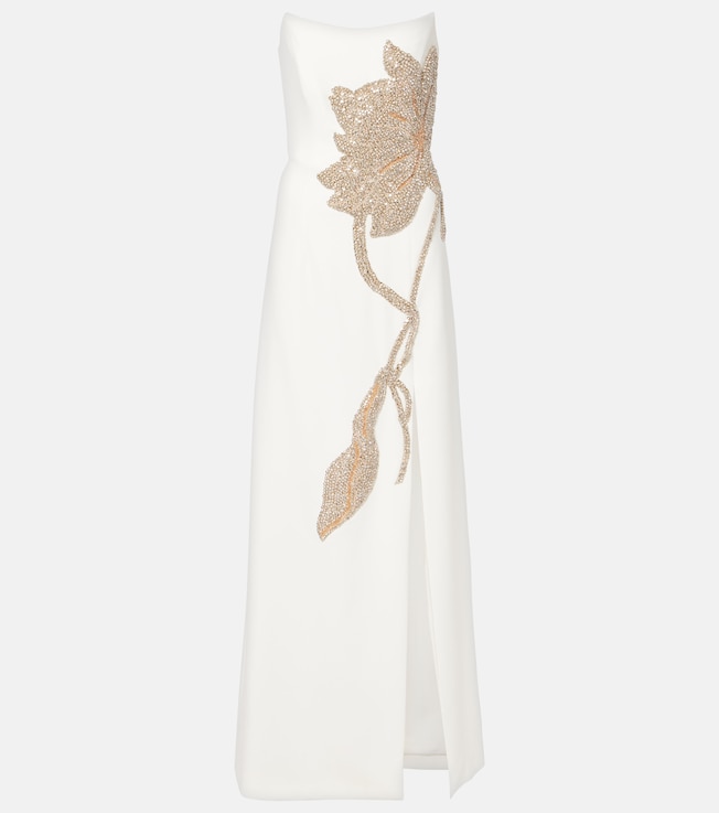 Fara embellished crêpe bustier gown | Costarellos