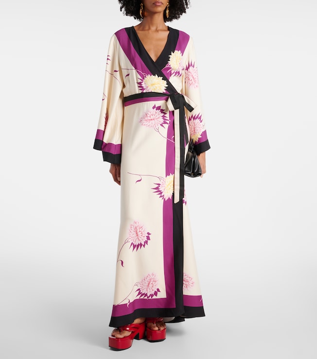 Floral silk twill wrap dress | La DoubleJ