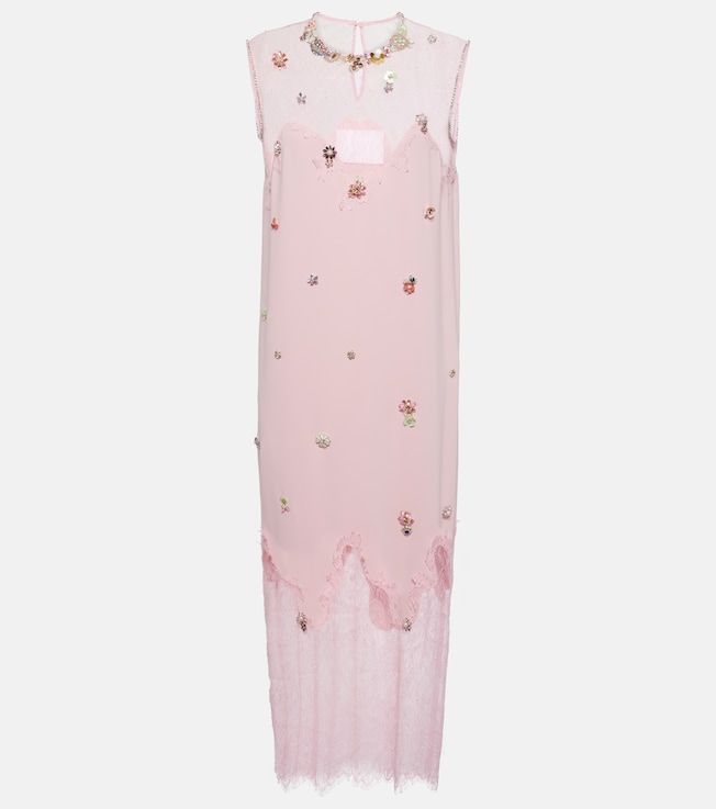 Keeva embellished crêpe and lace midi dress | Costarellos