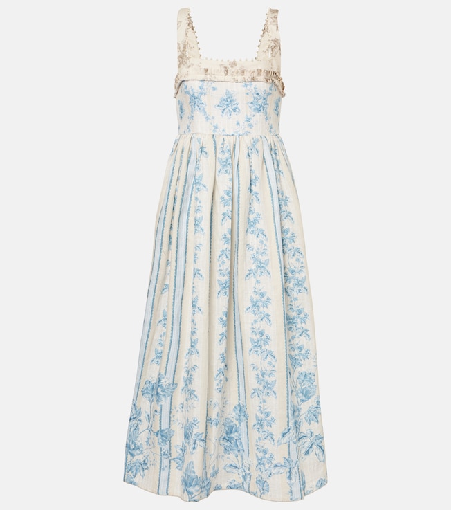 Barbara floral linen midi dress | Agua by Agua Bendita