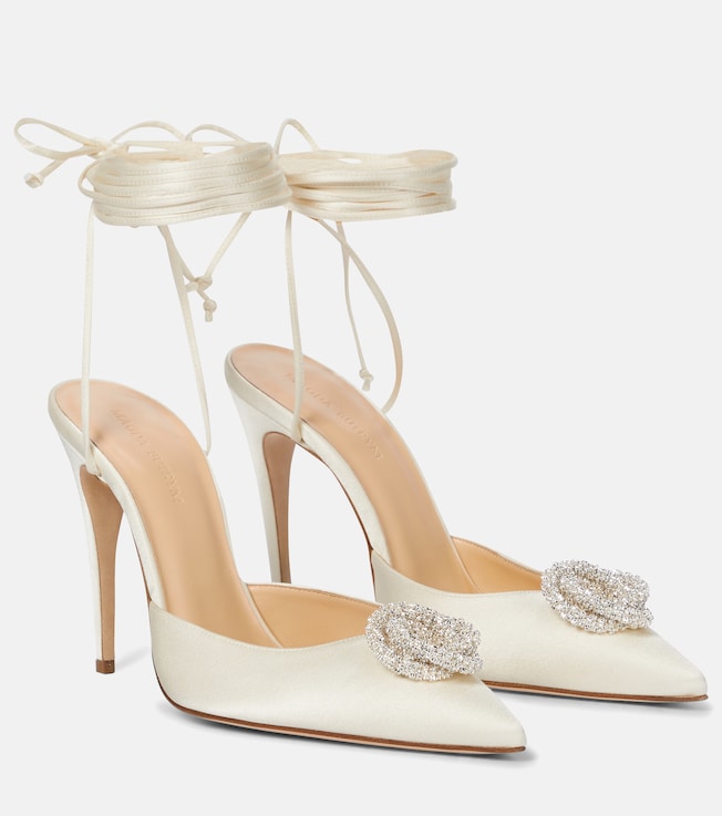 Crystal-embellished satin pumps | Magda Butrym