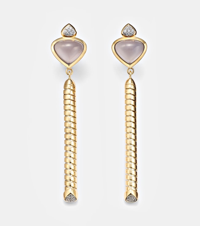 Trisolina 18kt gold drop earrings with chalcedony and diamonds  | Marina B