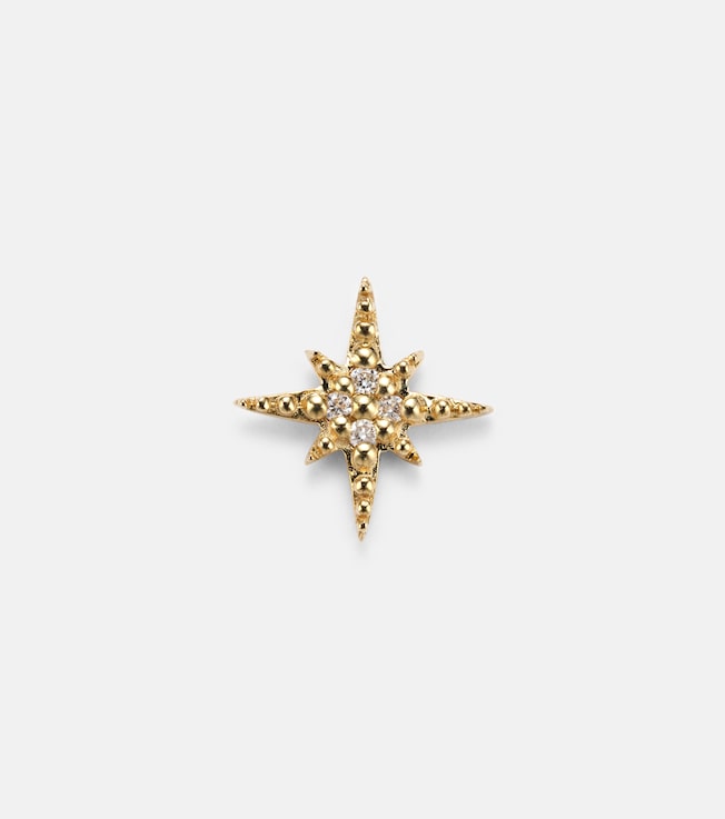 Starbust 14kt yellow gold stud earring with diamonds | Sydney Evan