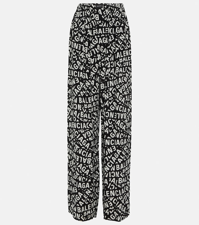 Logo high-rise wide-leg pants | Balenciaga