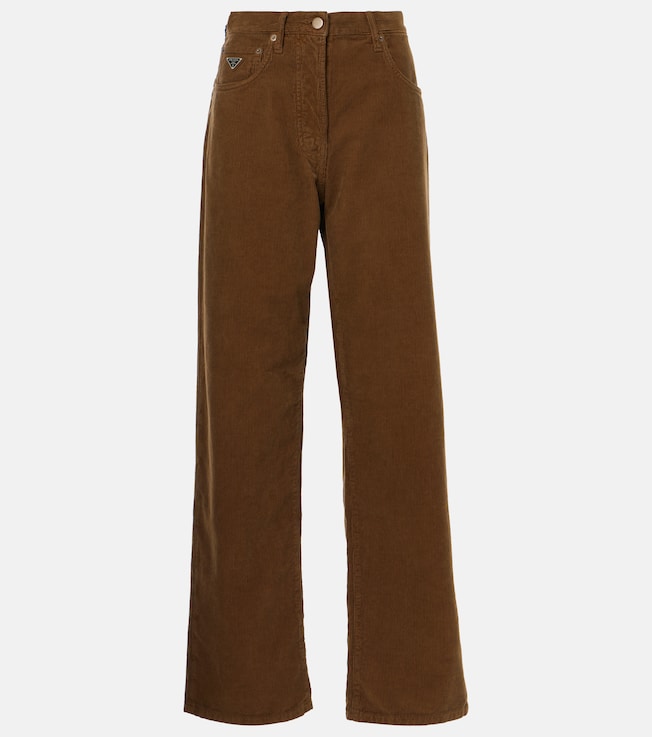 Cotton corduroy wide-leg pants | Prada