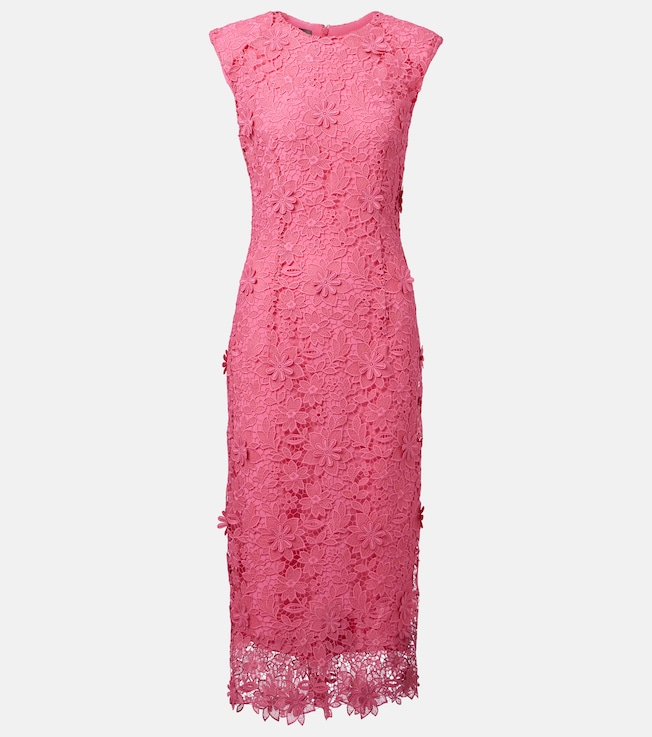 Hibiscus floral lace midi dress | Monique Lhuillier