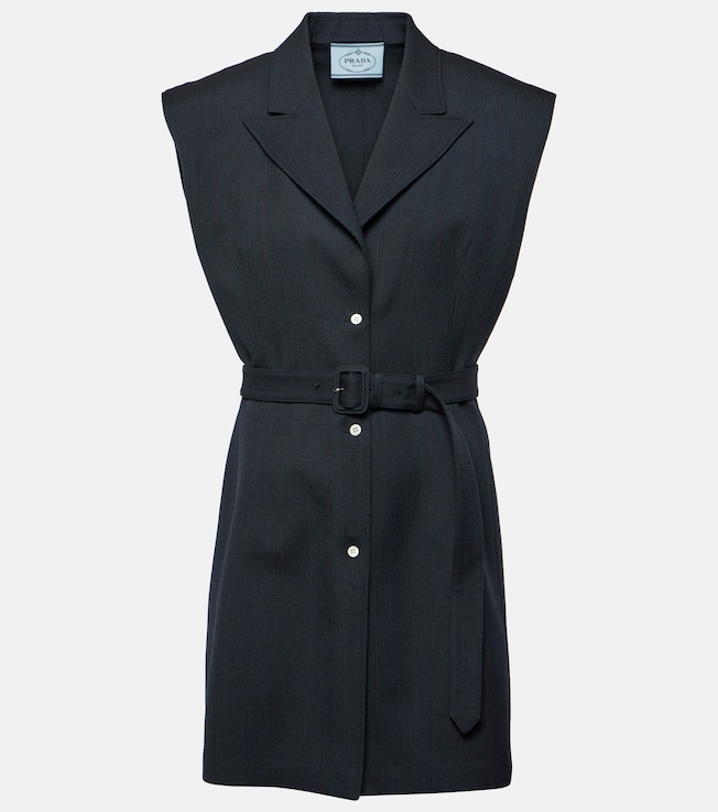 Pinstripe oversized virgin wool vest | Prada