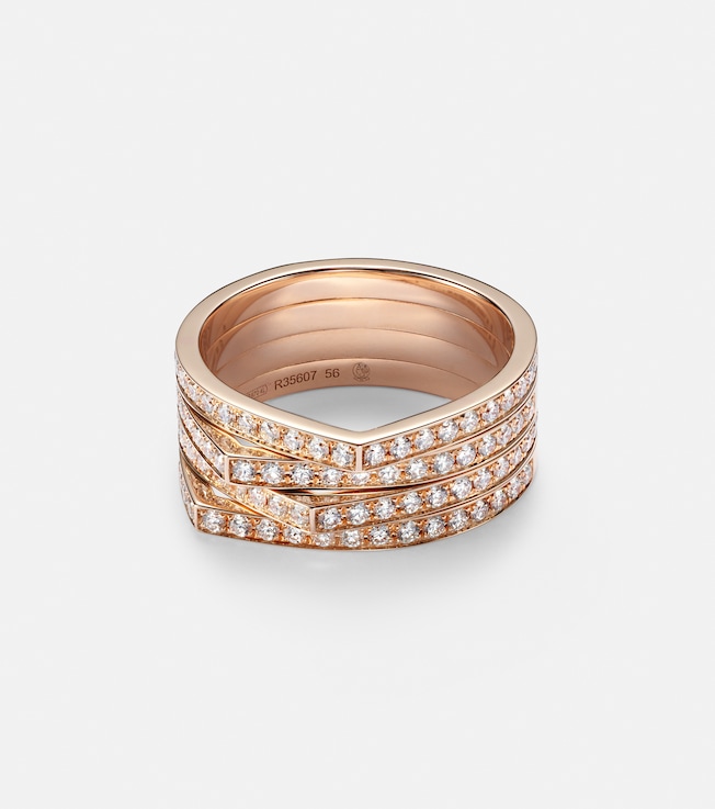 Antifer 4 rows 18kt rose gold ring with diamonds | Repossi