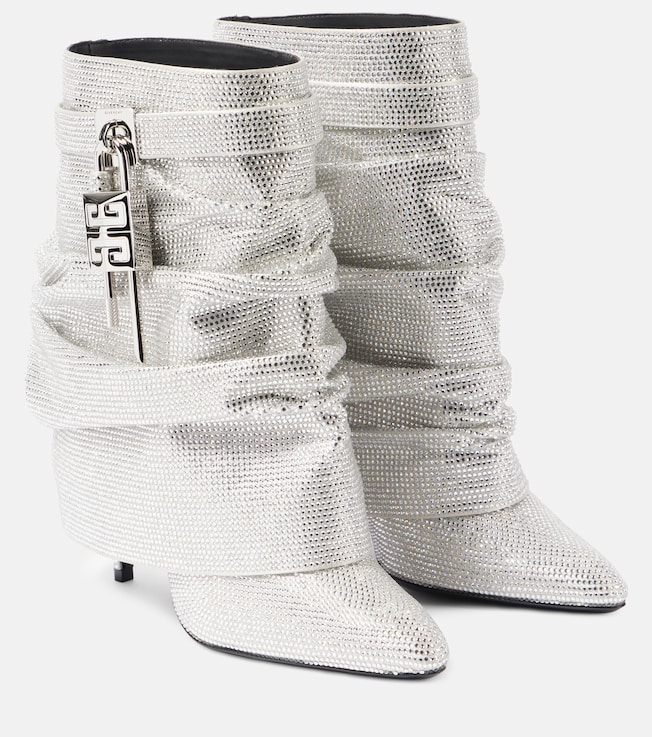 Shark Lock embellished satin ankle boots | Givenchy
