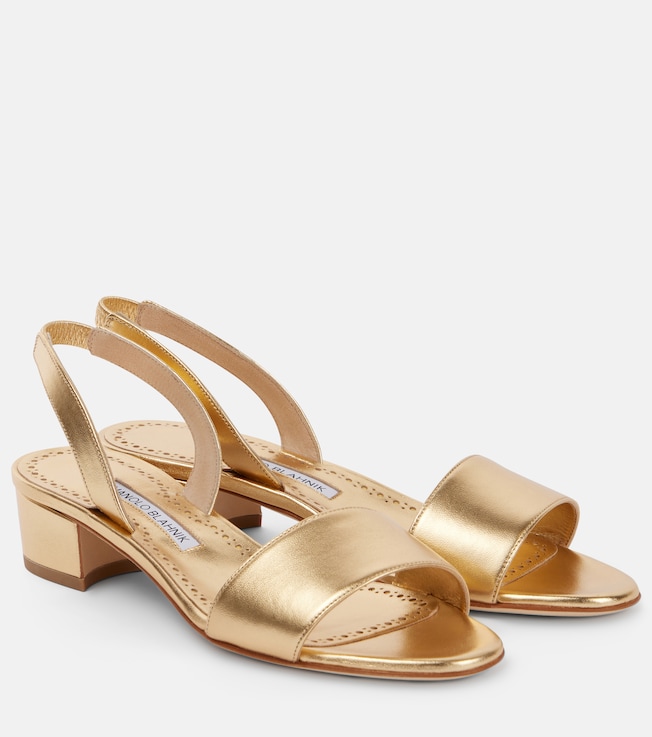 Patopia 30 metallic leather sandals | Manolo Blahnik