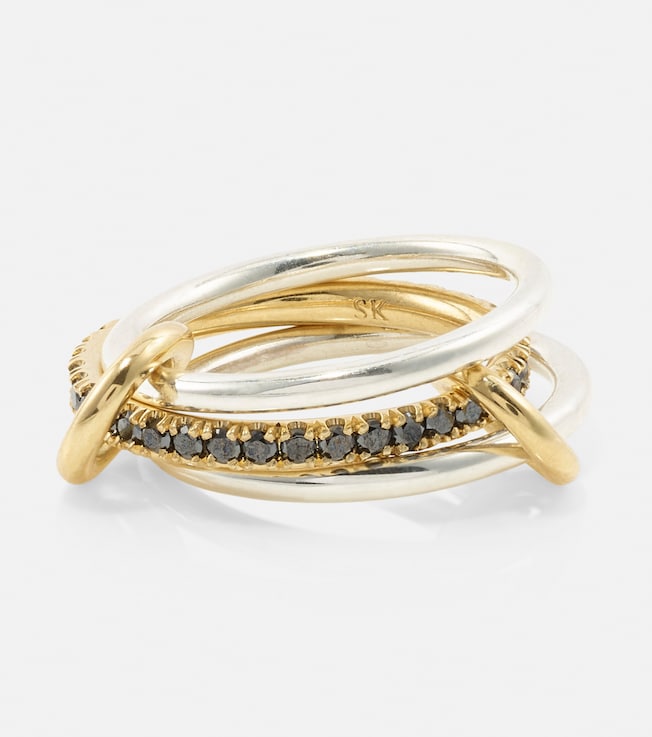 Tigris 18kt gold and sterling silver ring with black diamonds | Spinelli Kilcollin