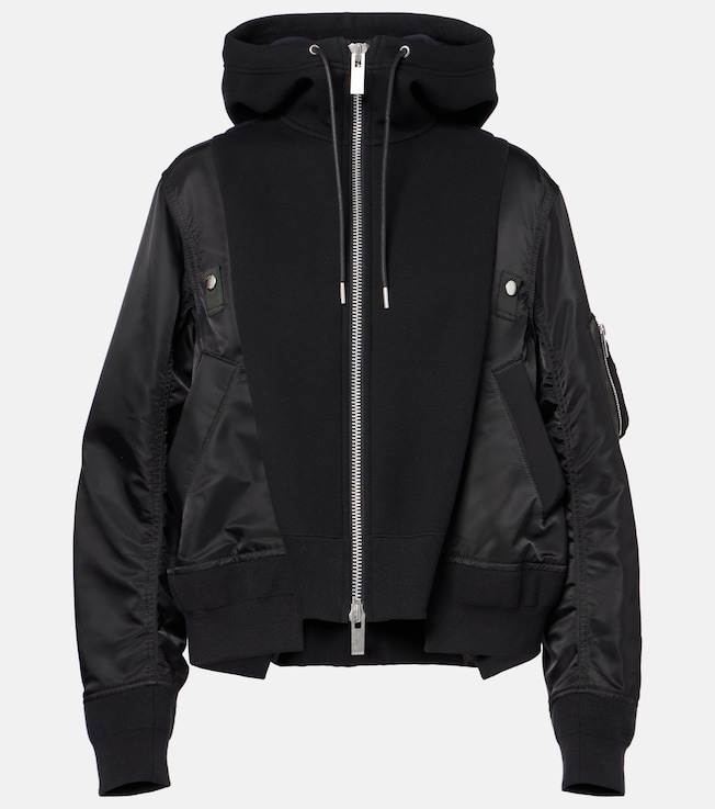 Paneled cotton-blend zip-up hoodie | Sacai