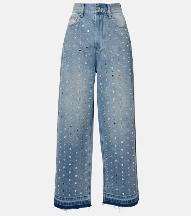 Embellished wide-leg jeans | Xu Zhi