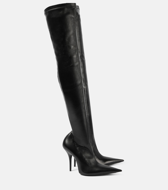 Avenue leather over-the-knee boots | Balenciaga