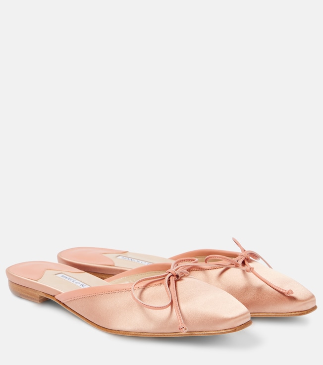 Ballerimu leather-trimmed satin mules | Manolo Blahnik