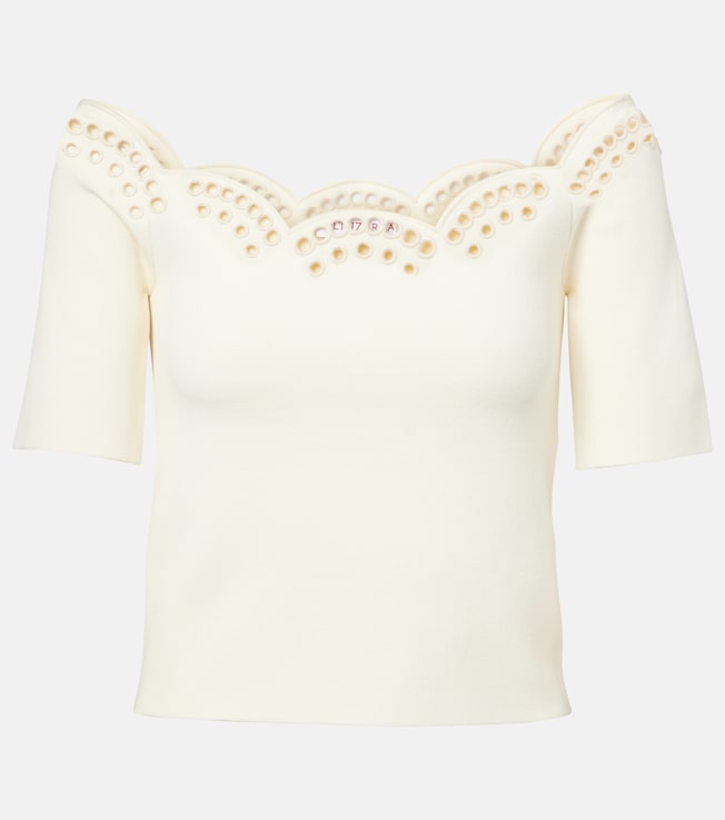 Posy scalloped off-shoulder crêpe top | Altuzarra