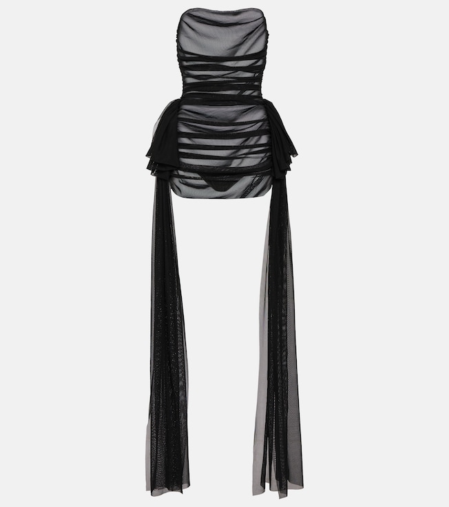 Ruffled sheer mesh minidress | Norma Kamali