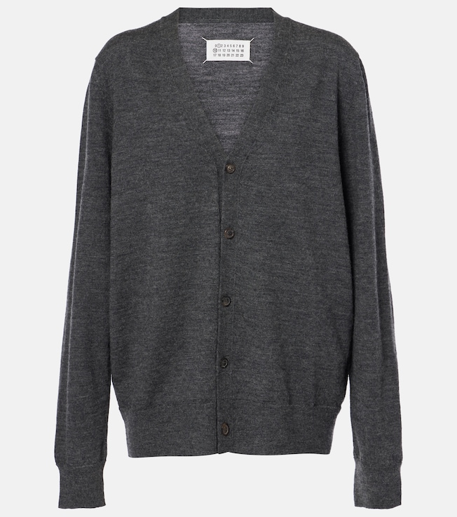 Leather-trimmed wool cardigan | Maison Margiela