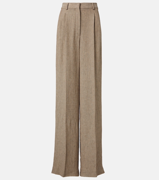 Nyack chevron linen crêpe wide-leg pants | Loro Piana
