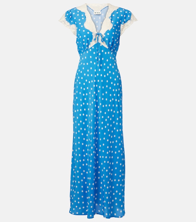 Amari polka-dot lace-trimmed maxi dress | Rixo