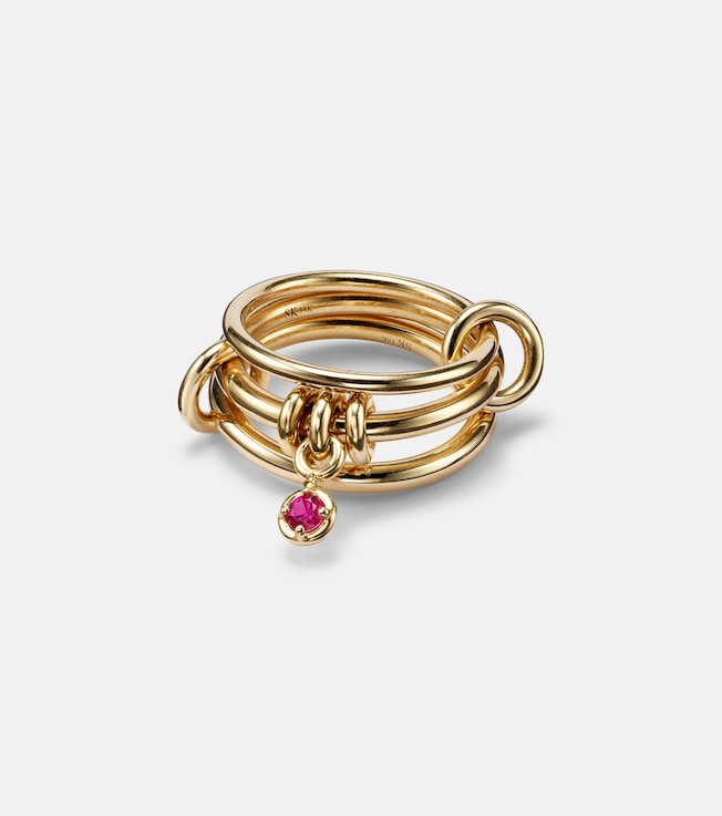 Piera 18kt gold linked rings with sapphire | Spinelli Kilcollin