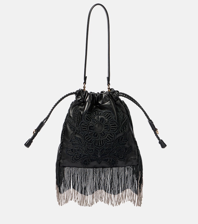 Kalispera Small fringed leather bucket bag | Etro