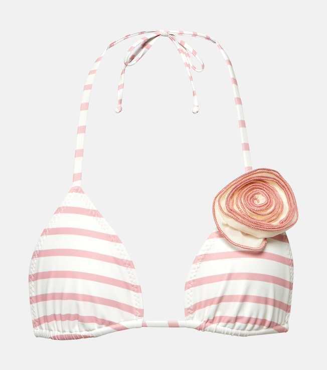 Rose floral-appliqué bikini top | Same