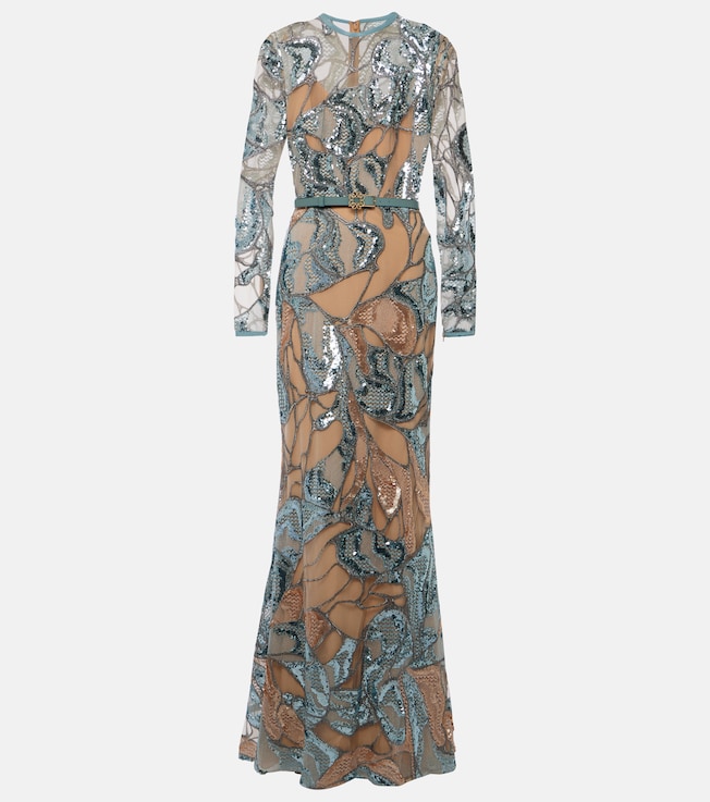 Embroidered silk-blend gown | Elie Saab
