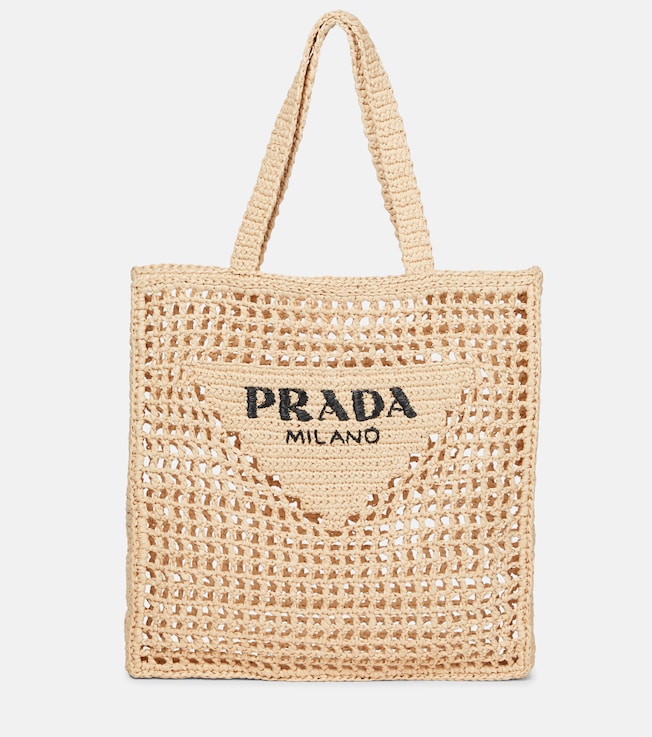 Small logo raffia tote | Prada