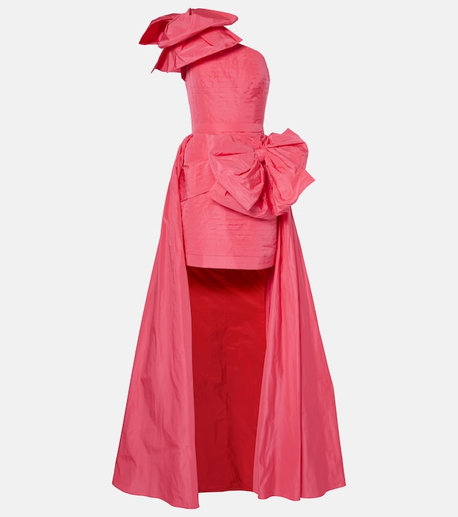 Bow-detail draped pleated taffeta minidress | Elie Saab