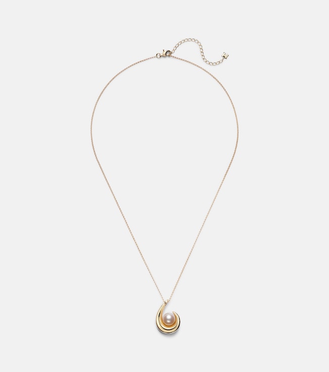 Pearl Curl 14kt gold pendant necklace with freshwater pearl | Mateo