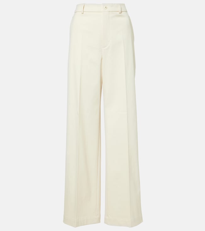 High-rise cotton wide-leg pants | Moncler