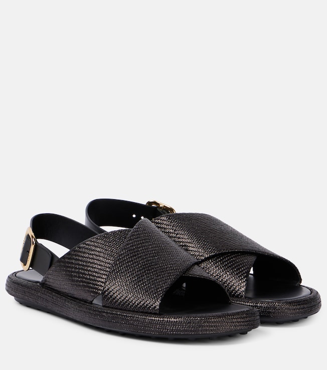 Woven leather-trimmed sandals | Tod's