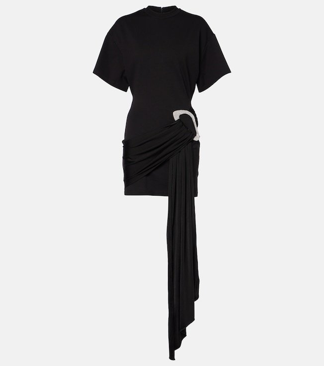 Embellished draped jersey minidress | David Koma